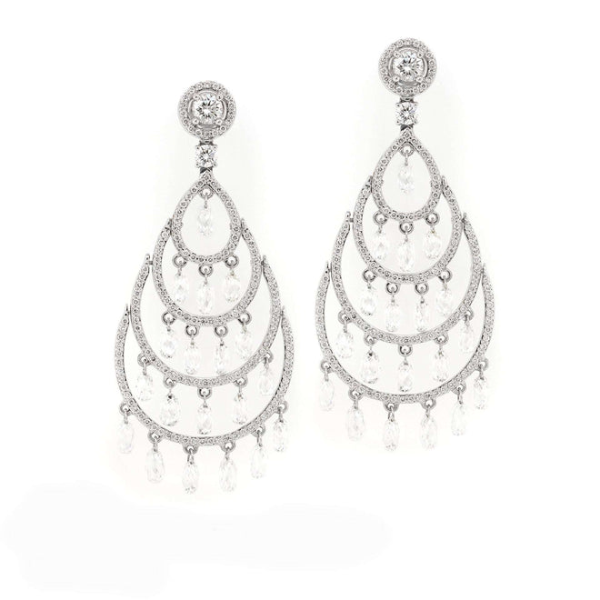 13.53/0.78 cts White Briolette Diamond Earrings