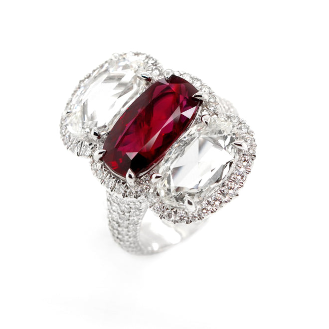  4.02 cts Ruby with Diamond Ring
