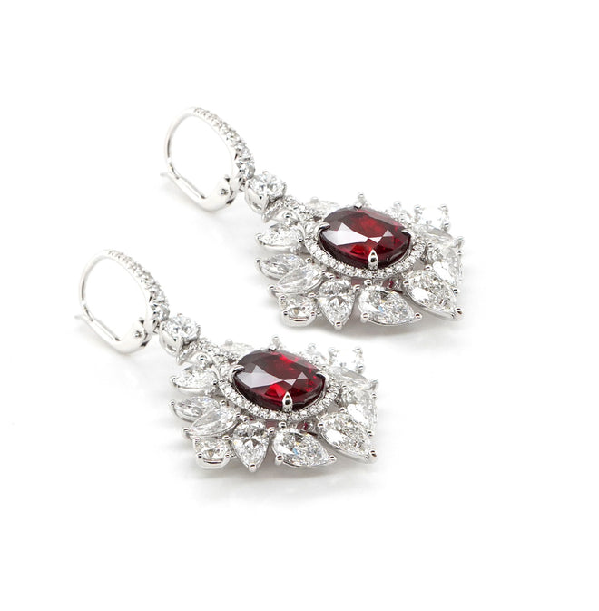 4.02 / 4.02 cts Ruby with Pear Shape Diamond Earrings (ENQUIRE)