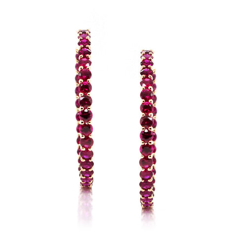 8.37 cts Round Ruby Eternity Hoops