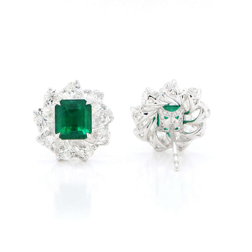 1.65 / 1.48 cts Emerald Diamond Earrings