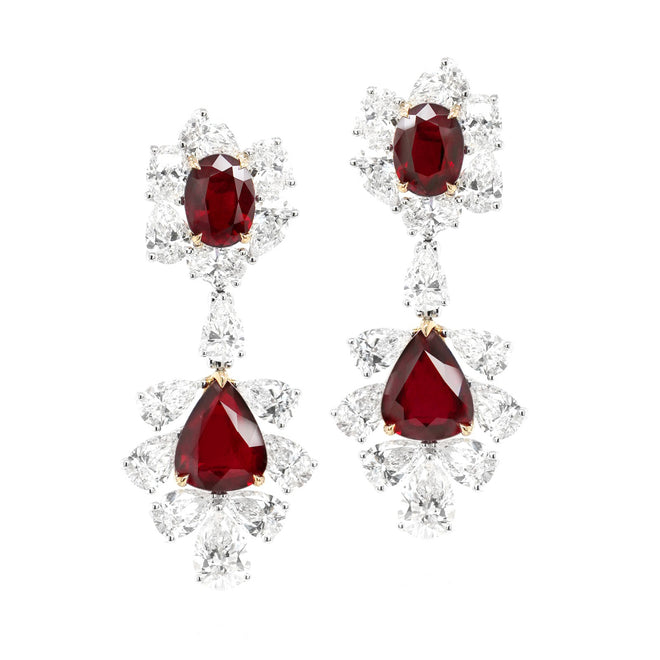 9.63 cts Unheated Ruby and Diamond Earrings (ENQUIRE)