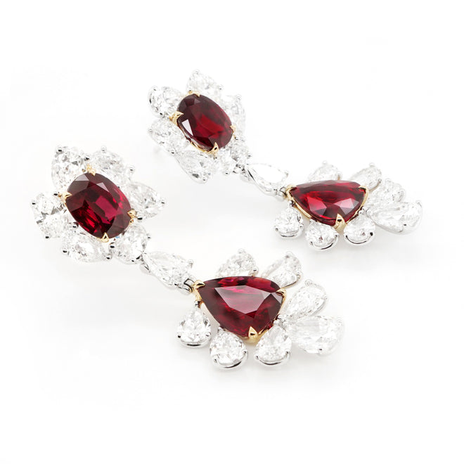 9.63 cts Unheated Ruby and Diamond Earrings (ENQUIRE)