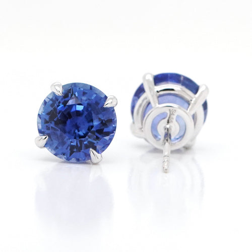  4.55 / 4.06 cts Blue Sapphire Earrings