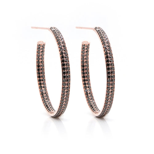 4.43 cts Round Black Diamond Eternity Hoops