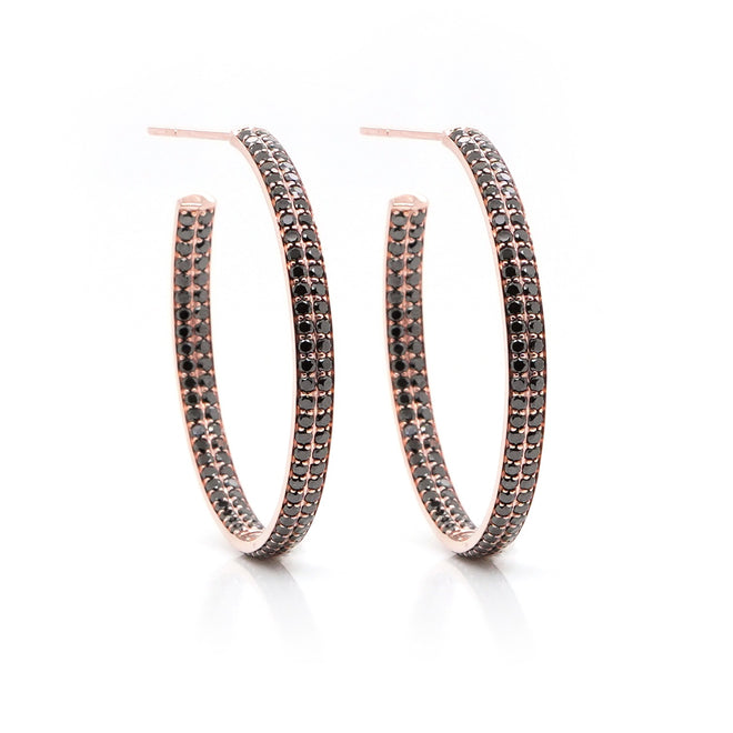 4.43 cts Round Black Diamond Eternity Hoops