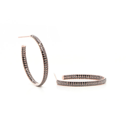4.43 cts Round Black Diamond Eternity Hoops