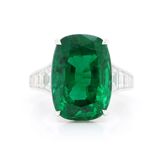  12.39 cts  Emerald with Diamond Ring (ENQUIRE)