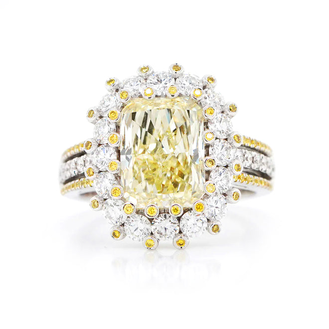 3.51 cts Radiant Yellow Diamond Ring
