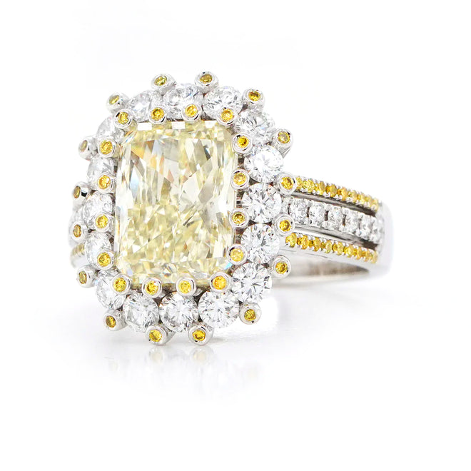 3.51 cts Radiant Yellow Diamond Ring