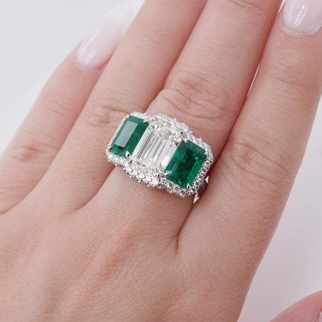 RD-19056-3.97 cts Emerald Cut Fancy Diamond Ring