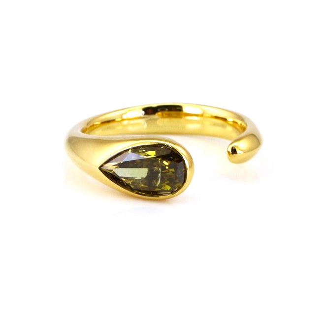 RD-20048 1.01 cts Yellow Pear Shape Diamond Ring