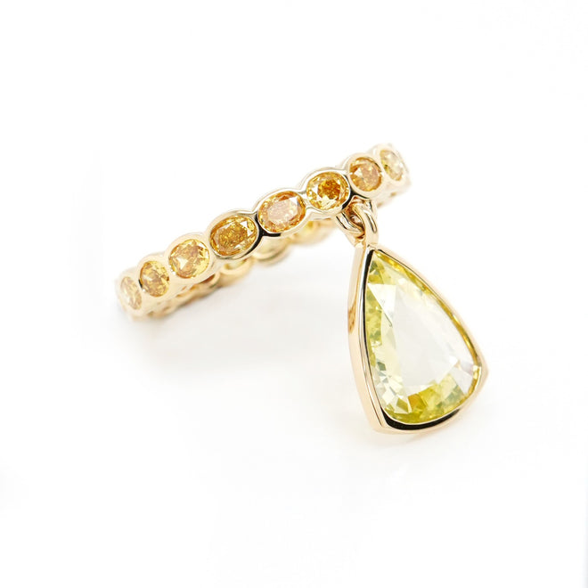 2.17 / 2.09 cts Oval / Pear Shape Rose cut Diamond Ring