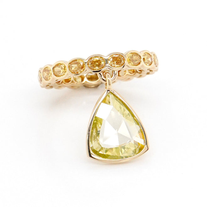 2.17 / 2.09 cts Oval / Pear Shape Rose cut Diamond Ring