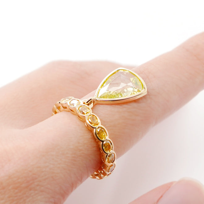 2.17 / 2.09 cts Oval / Pear Shape Rose cut Diamond Ring