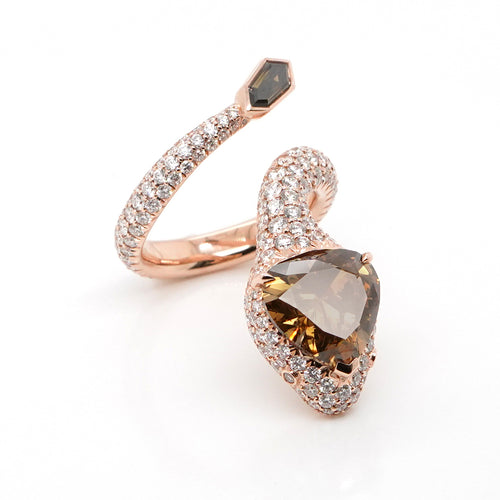 5.03 cts Heart Shape Brown Diamond Ring