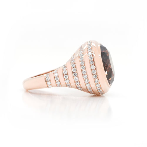8.45 cts Fancy Dark Orange Brown Diamond Ring