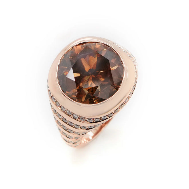 8.45 cts Fancy Dark Orange Brown Diamond Ring