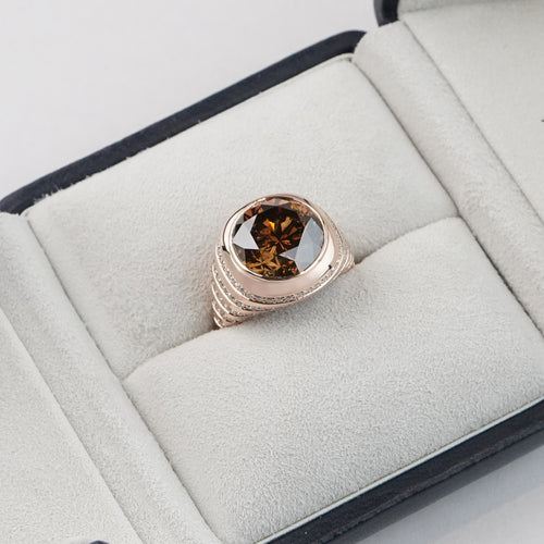 8.45 cts Fancy Dark Orange Brown Diamond Ring