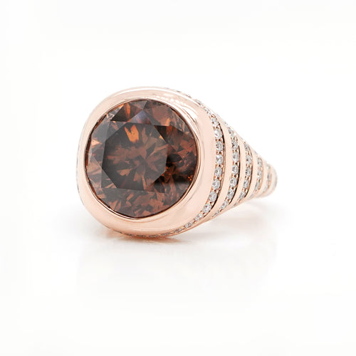 8.45 cts Fancy Dark Orange Brown Diamond Ring
