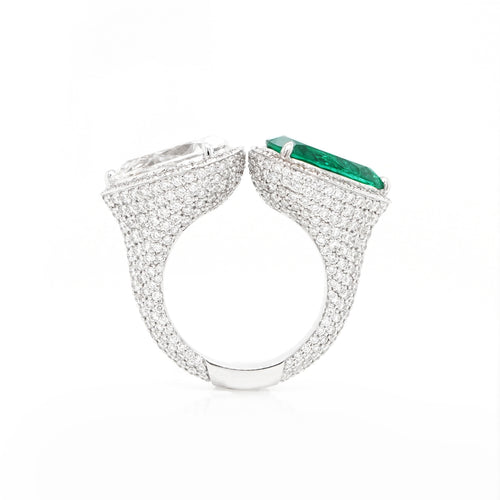 3.02 / 3.05 cts Minor Oil Colombian Emerald with Diamond Ring (ENQUIRE)