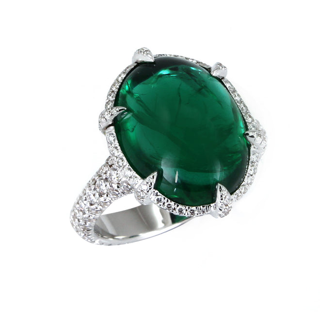 8.91 cts Emerald with Diamond Ring