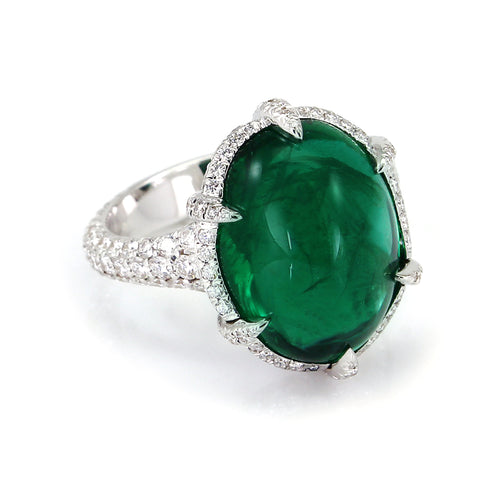 8.91 cts Emerald with Diamond Ring