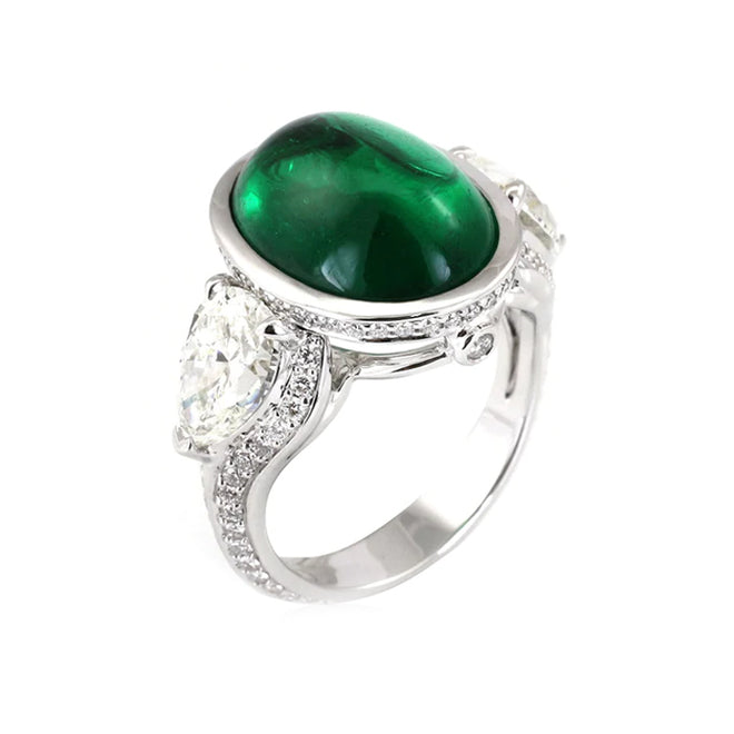 6.36 cts Emerald with Diamond Ring