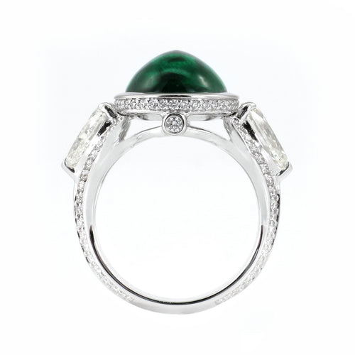 6.36 cts Emerald with Diamond Ring