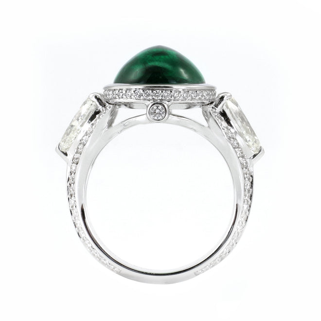 6.36 cts Emerald with Diamond Ring