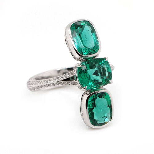 1.41 / 1.68 / 1.75 cts Trio Cushion Emerald