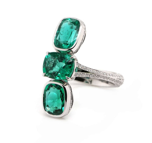 1.41 / 1.68 / 1.75 cts Trio Cushion Emerald