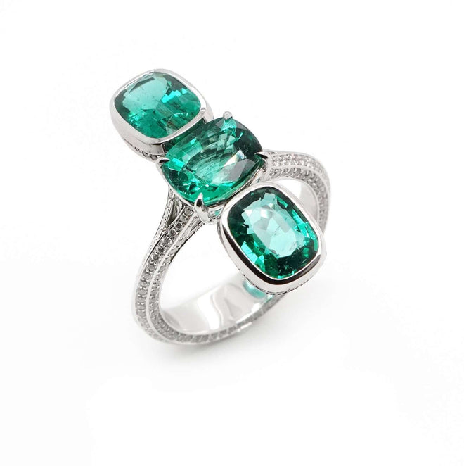 1.41 / 1.68 / 1.75 cts Trio Cushion Emerald