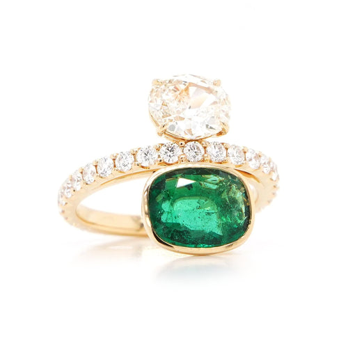 1.82 / 1.02 cts Emerald with Diamond Ring
