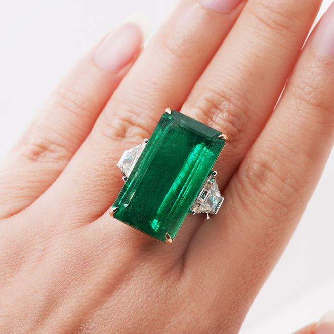 26.13 Emerald with Diamond Ring ( ENQUIRE)