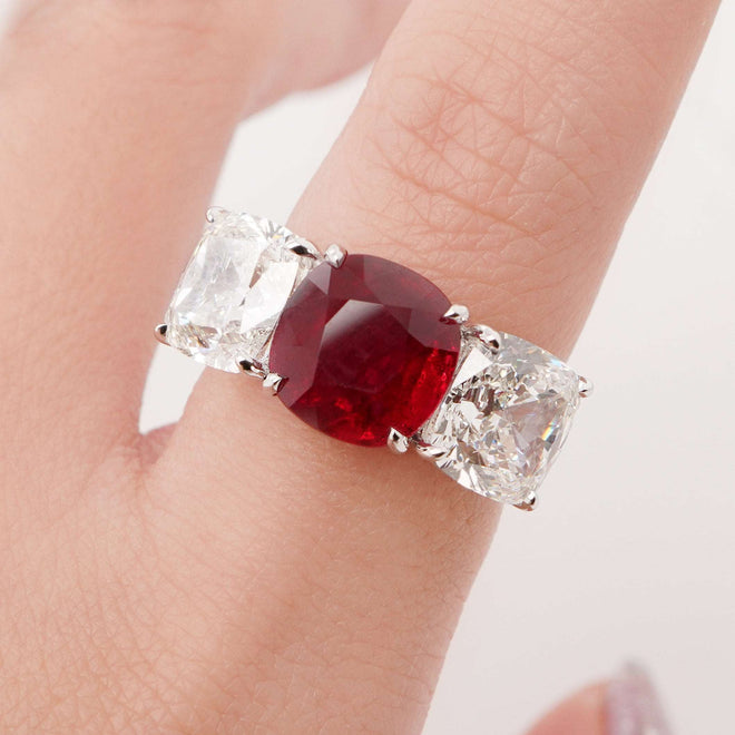 5.62 cts Unheated Ruby with Diamond Ring (ENQUIRE)