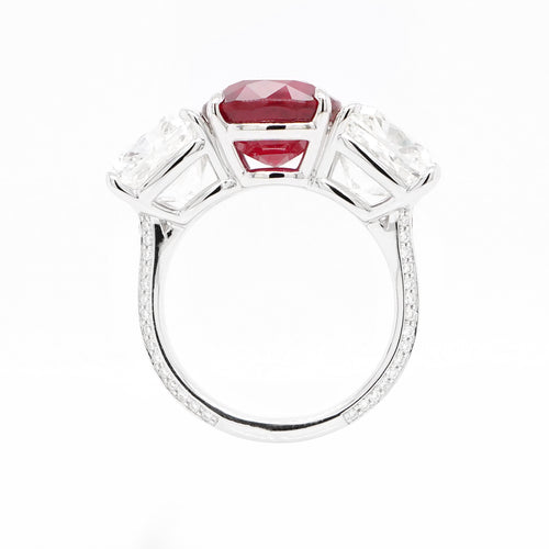  5.62 cts Unheated Ruby with Diamond Ring (ENQUIRE)