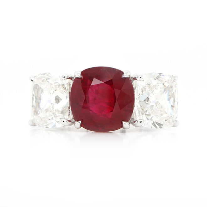  5.62 cts Unheated Ruby with Diamond Ring (ENQUIRE)