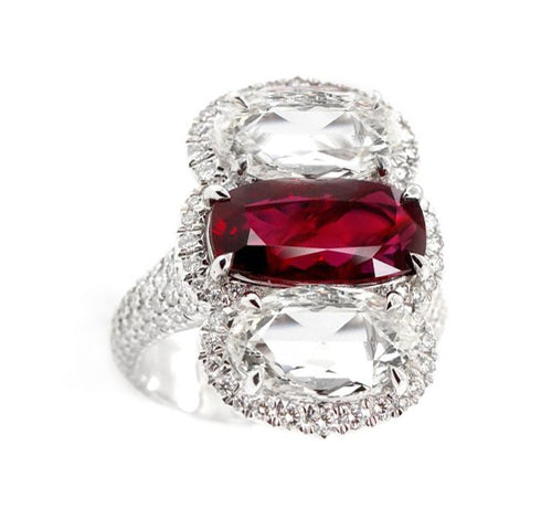 4.02 cts Ruby with Diamond Ring