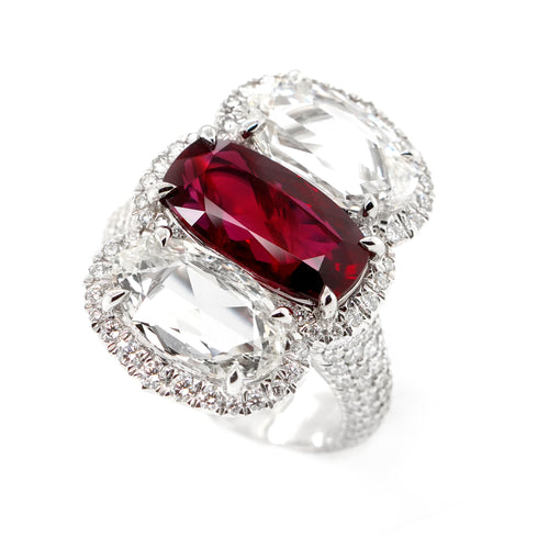4.02 cts Ruby with Diamond Ring