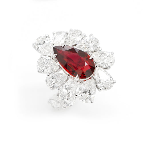 4.01 cts Unheated Ruby with Diamond Ring (ENQUIRE) 