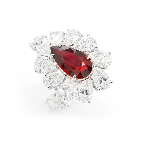 4.01 cts Unheated Ruby with Diamond Ring (ENQUIRE)