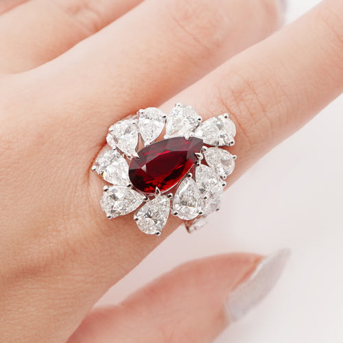 4.01 cts Unheated Ruby with Diamond Ring (ENQUIRE) 