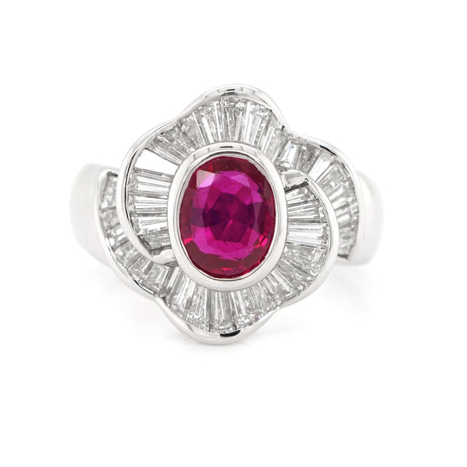 1.12 cts Ruby with Oval Diamond Ring