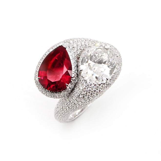  2.74 cts Ruby with Diamond Ring