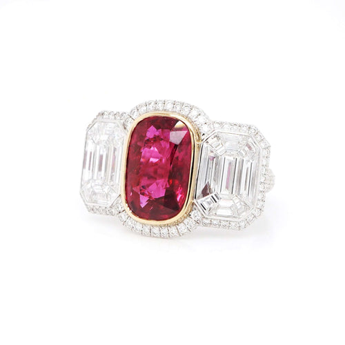 5.37 cts Ruby with Pie Cut Diamond Ring (ENQUIRE)