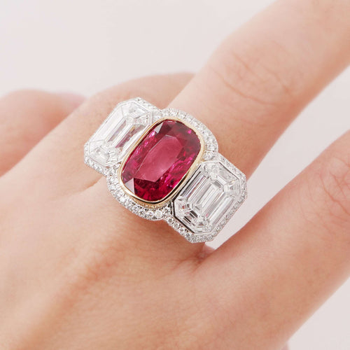 5.37 cts Ruby with Pie Cut Diamond Ring (ENQUIRE)