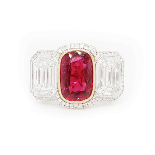 5.37 cts Ruby with Pie Cut Diamond Ring (ENQUIRE)