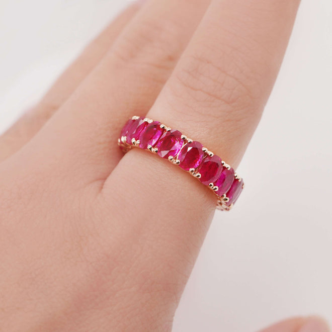 5.24 cts Ruby Oval Eternity Ring