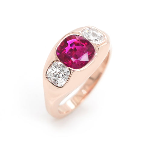 2.04 cts e Ruby with Diamond Ring